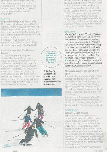 Ski school press review - Guardian article about Women's Camps