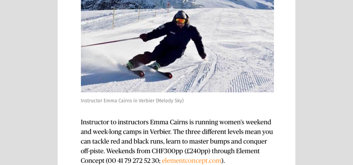 Evening Standard review of Verbier Women's Camps - link to main feature