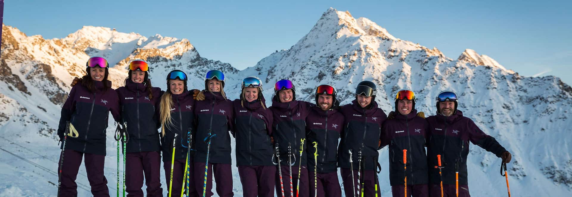 Element ski school - Team shot - Covid coronavirus cancellation policy page